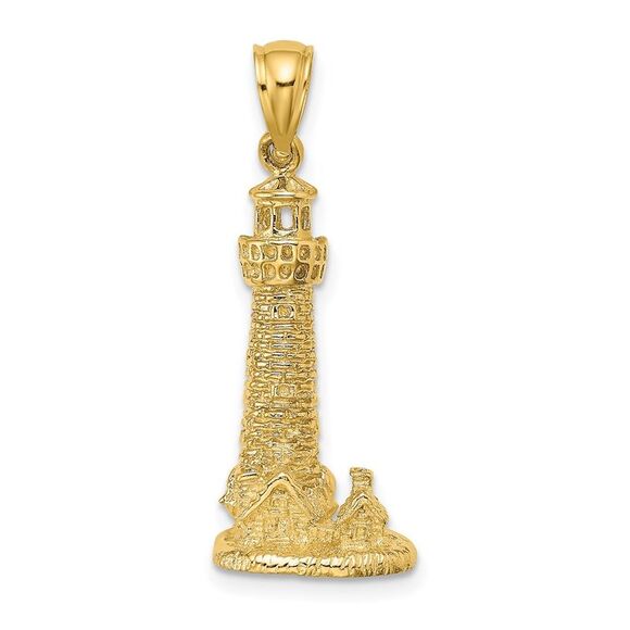 14k Yellow Gold 2-D Assateague Island Lighthouse, Va Charm - Picture 1 of 4